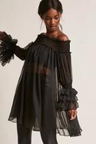 Forever21 Eta Sheer Ruffled Off-the-shoulder Tunic