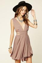 Forever21 Women's  Taupe Selfie Leslie Skater Dress