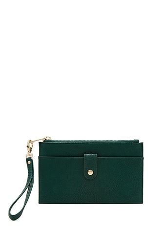 Forever21 Green Faux Leather Wrist Strap Wallet