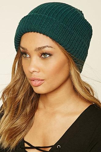 Forever21 Women's  Hunter Green Classic Knit Beanie