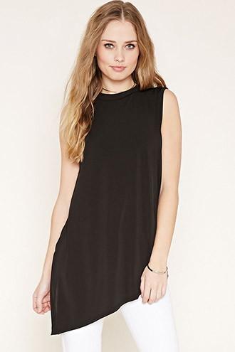 Forever21 Women's  Longline Asymmetrical Cut Top