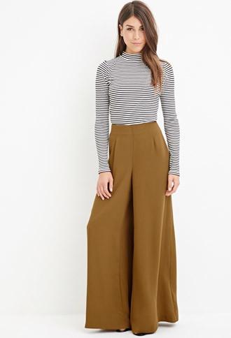 Love21 Women's  Classic Wide-leg Trousers (olive)
