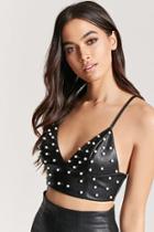 Forever21 Embellished Faux Leather Crop Top