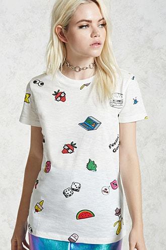 Forever21 Feelin Good Graphic Slub Tee