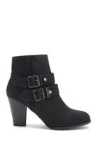 Forever21 Double Buckle-strap Faux Leather Booties