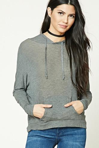 Forever21 Women's  Heather Grey Dolman Hoodie Top