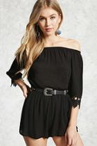 Forever21 Crochet Off-the-shoulder Romper