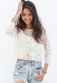 Forever21 Embroidered Metallic Top