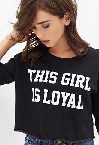 Forever21 Loyal Cropped Sweater Black/white Small