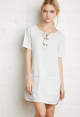Forever21 Lace-up Denim Dress