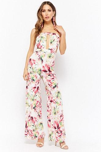 Forever21 Cutout Floral Jumpsuit