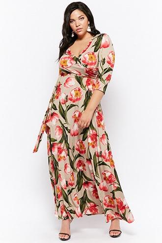 Forever21 Plus Size Tulip Print Maxi Dress