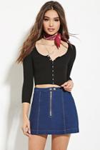 Forever21 Women's  Button-front Ribbed Crop Top