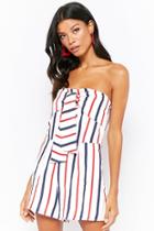 Forever21 Striped Tie-front Romper