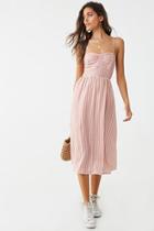 Forever21 Satin Striped Lace-up Midi Dress