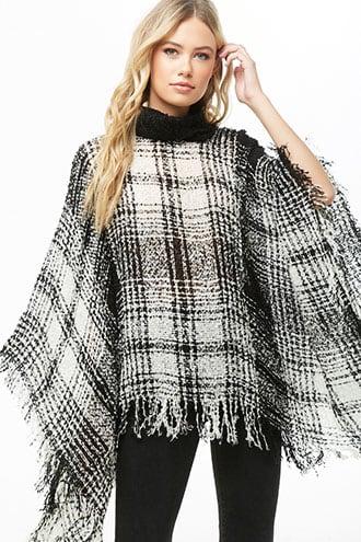Forever21 Plaid Knit Poncho