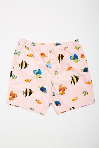 Forever21 Fish Print Drawstring Chino Shorts