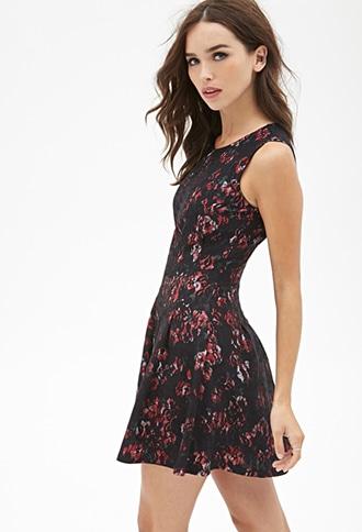 Forever21 Rose Lace Fit & Flare Dress