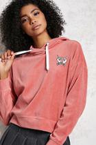Forever21 Embroidered Velour Hoodie