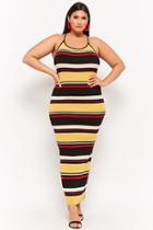 Forever21 Plus Size Multicolor Striped Maxi Dress