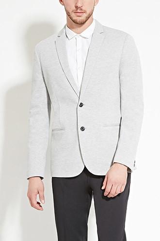 21 Men Men's  Grey Cotton-blend Blazer