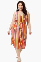 Forever21 Plus Size Multicolor Striped Midi Dress