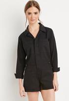 Forever21 Women's  Buttoned Utility Romper (black)