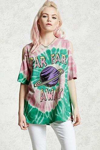 Forever21 Tie Dye Open-shoulder Tee