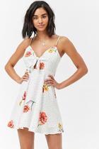 Forever21 Floral Polka Dot Tie-front Dress