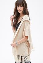 Forever21 Hooded Fringed Batwing Cardigan