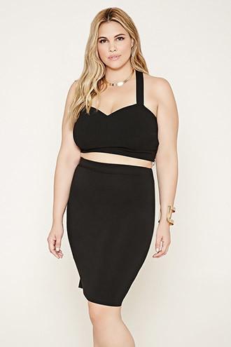 Forever21 Plus Women's  Black Plus Size Stretch Knit Skirt