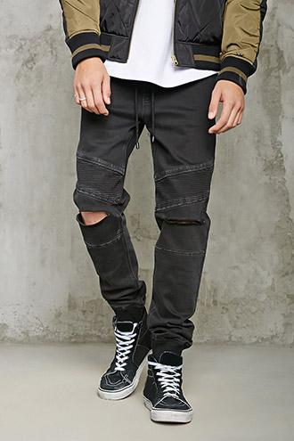 Forever21 Slim-fit Denim Moto Joggers