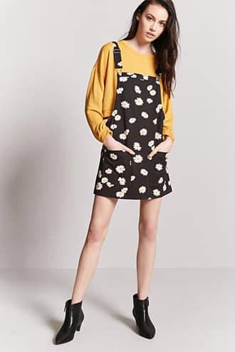 Forever21 Floral Print Overall Dress
