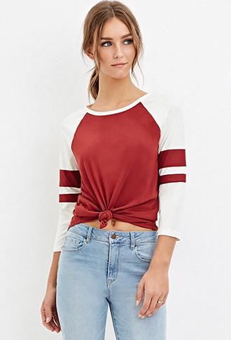 Forever21 Varsity-striped Baseball Tee
