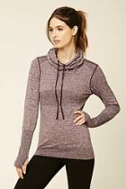 Forever21 Women's  Eggplant Active Marled Drawstring Hoodie