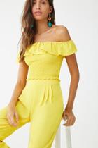 Forever21 Smocked Crop Top & Wide-leg Pants Set