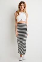 Forever21 Women's  Black & Cream Stripe Maxi Skirt