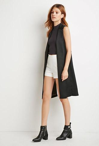Love21 Side-slit Satin Vest