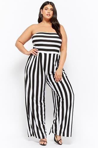 Forever21 Plus Size Rebdolls Inc. Striped Strapless Jumpsuit