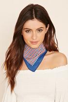 Forever21 Blue & Red Striped Square Scarf