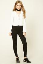 Forever21 Women's  Black Side-zip Leggings