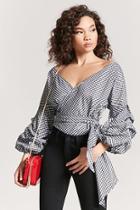 Forever21 Gingham Puff Sleeve Top