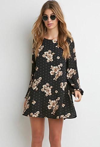 Forever21 Floral Chiffon Shift Dress