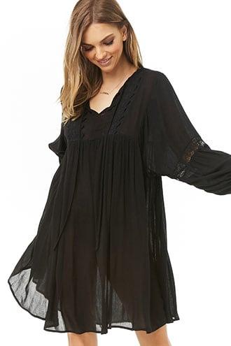 Forever21 Lace-panel Peasant Dress