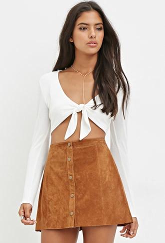 Forever21 Genuine Suede Buttoned Skirt