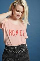 Forever21 Roses Graphic Open-shoulder Tee