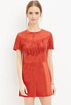 Forever21 Women's  Fringed Faux Suede Dress (brick)