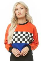 Forever21 Colorblock Checkered-panel Pullover