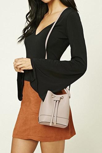 Forever21 Grey Faux Leather Mini Bucket Bag