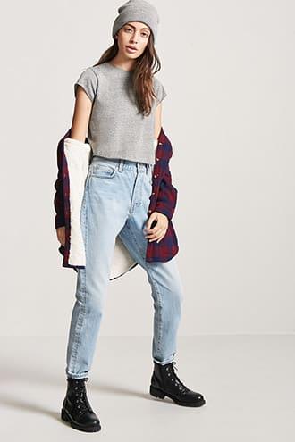 Forever21 Faux Shearling-lined Fleece Plaid Jacket